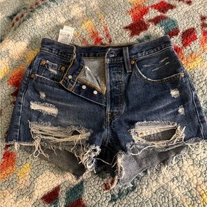 Levi's Distressed Blue Denim Shorts